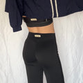 Yoga tights med lige ben og blomster detaljer