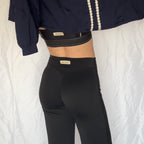 Yoga tights med lige ben og blomster detaljer